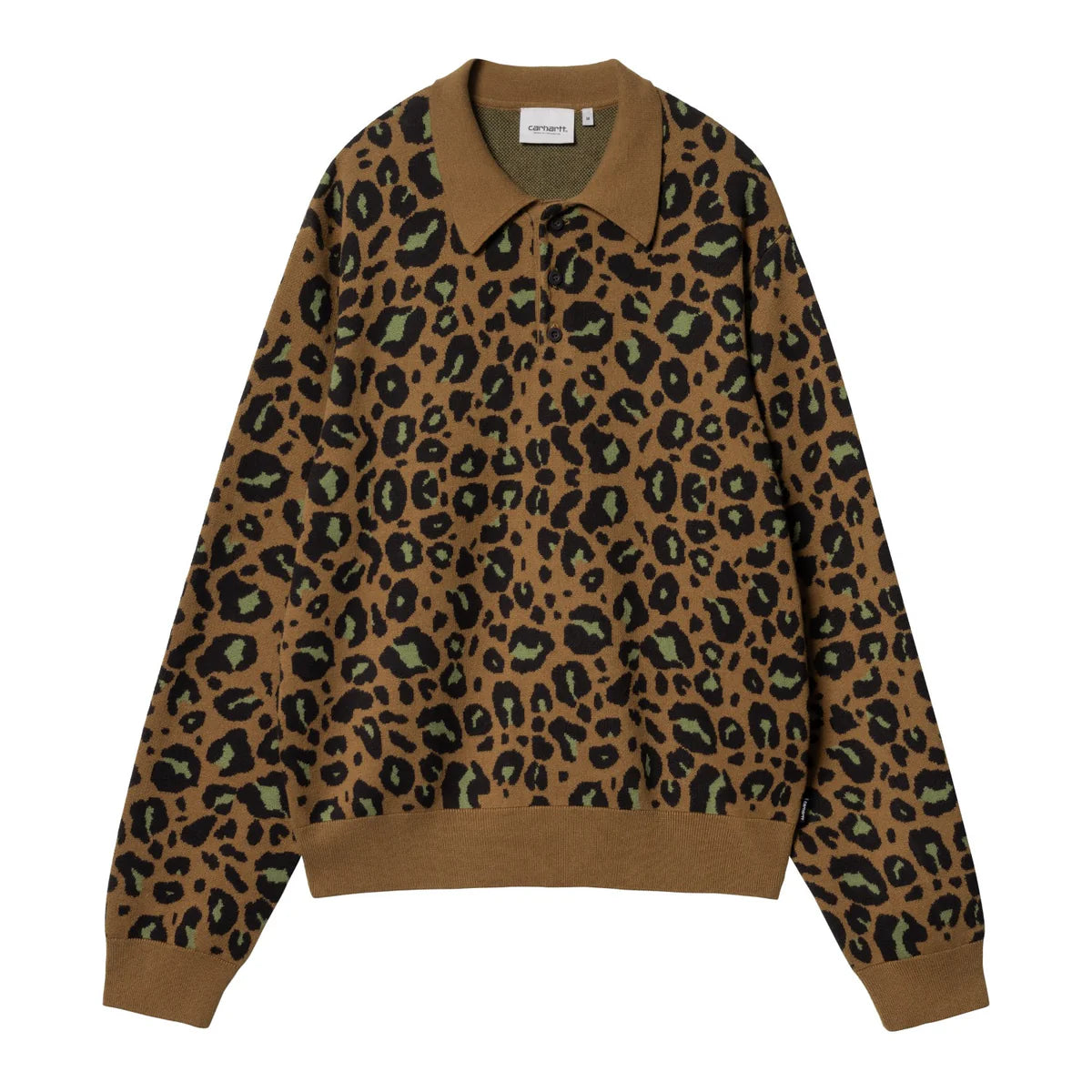 ARLO Knit Polo L/S Shirt Camo Leo Jacquard コットン ニット 長袖 レオパード ポロ シャツ