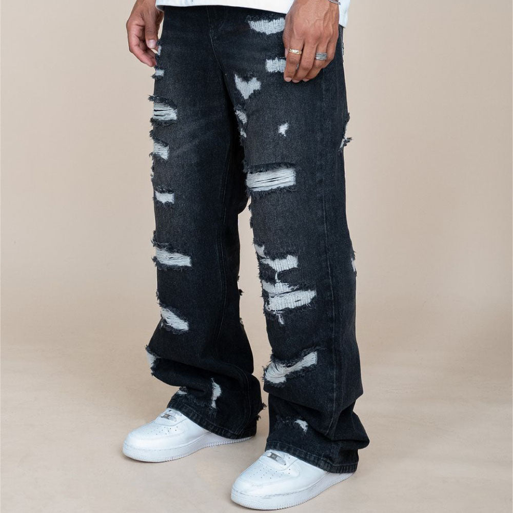 Paladin Damaged Flare Denim Pants BLK ダメージ ジーンズ カスタム デニム フレア パンツ