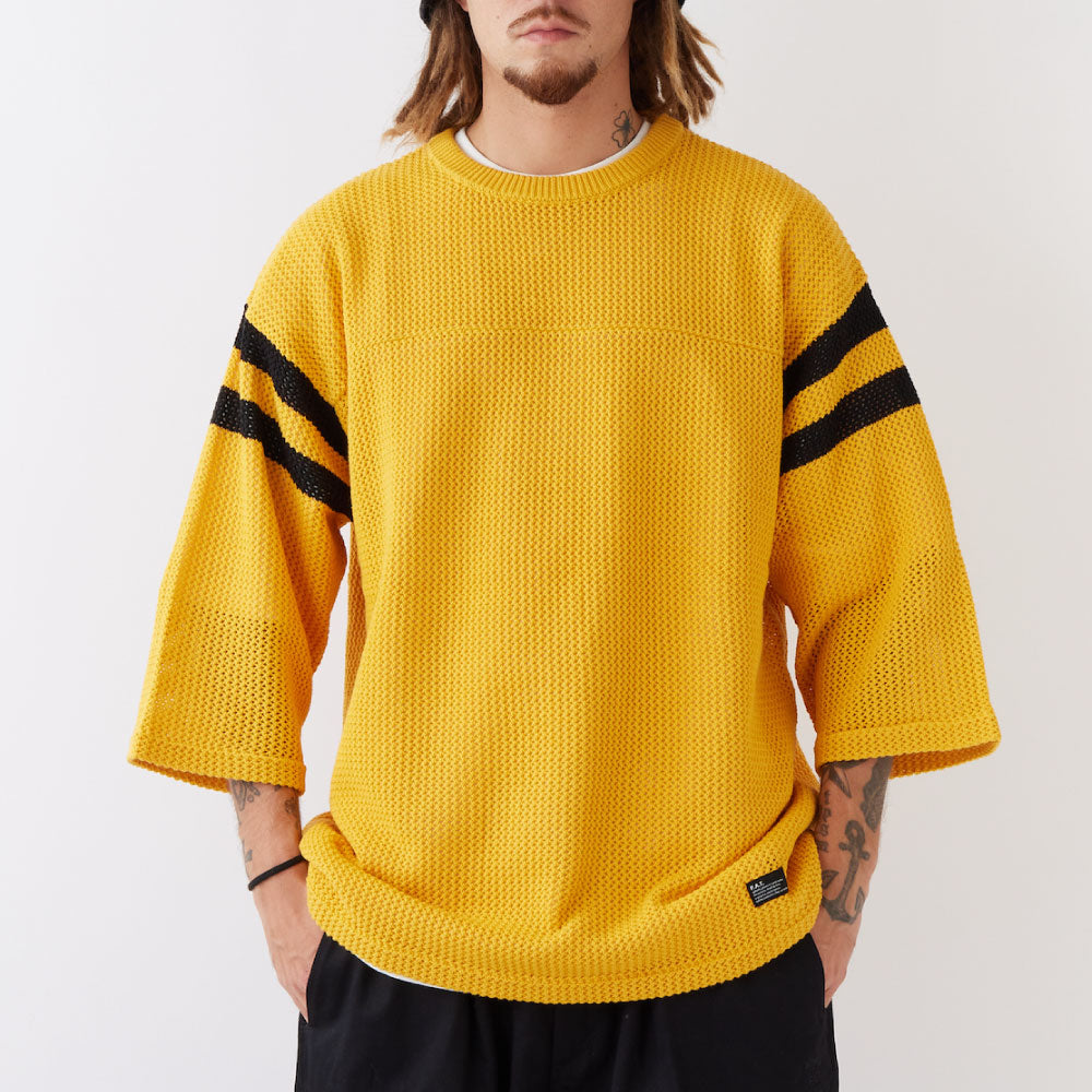 MESHBOWL Mesh Knit S/S Shirts Yellow クロシェット ニット メッシュ フットボール 半袖 Tシャツ (コピー)