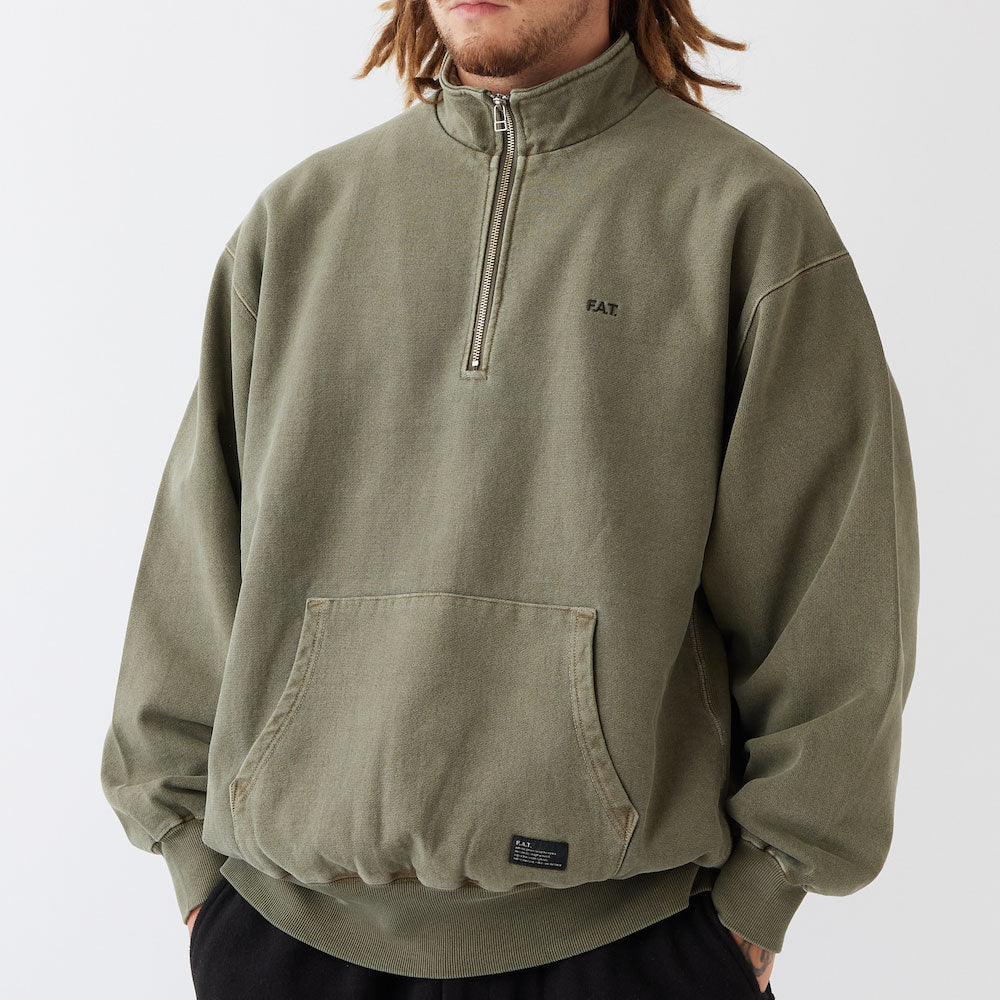 U.P.Half US Cotton Half Zip Sweat OLV ヘビーウェイト ピグメント ハーフジップ スウェット シャツ