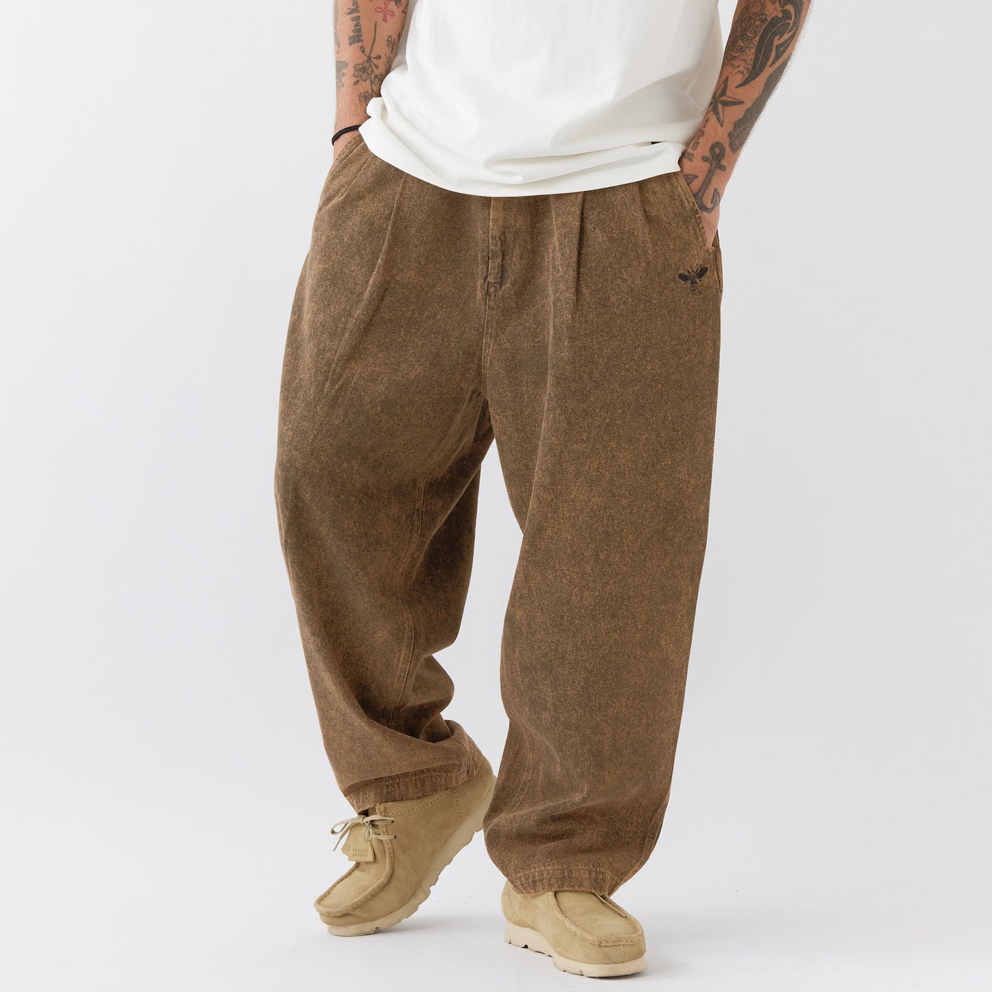 ACIDROUSER Chemical Wash Wide Denim Pants BRN ケミカルウォッシュ デニム ワイド パンツ (コピー)