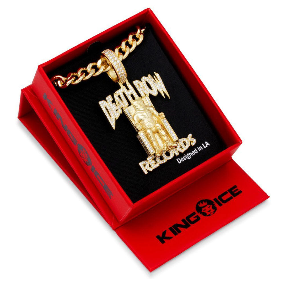× Death Row Records Iced Classic Logo Necklace Miami Cuban Chain デスロウ チェーン ネックレス