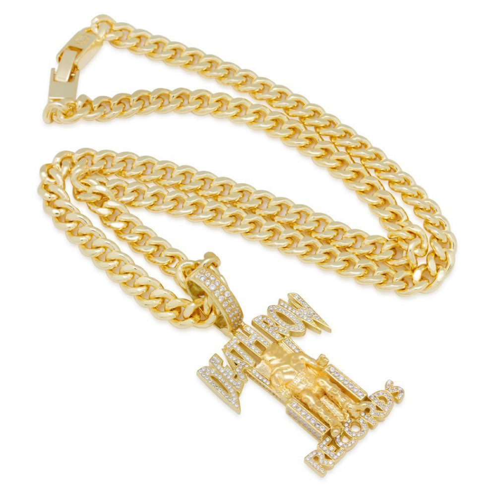 × Death Row Records Iced Classic Logo Necklace Miami Cuban Chain デスロウ チェーン ネックレス