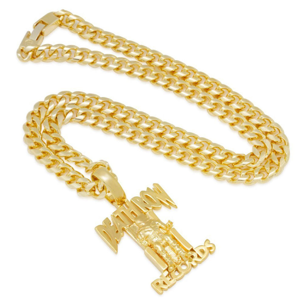 × Death Row Records Classic Logo Necklace Miami Cuban Chain デスロウ チェーン ネックレス