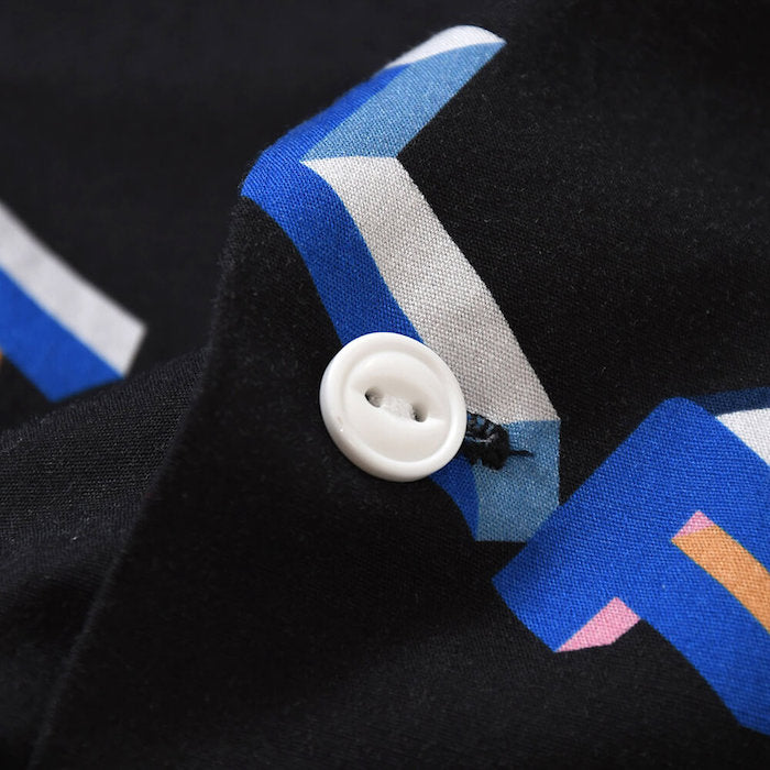 90s Polygon Logo Open Collar S/S Shirt 半袖 シャツ Black ブラック