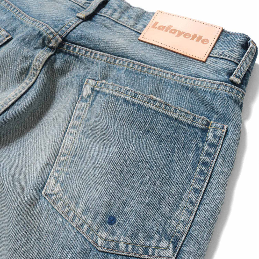 5 Pocket Selvage Washed Denim Pants Standard Fit デニム パンツ セルビッジ ダメージ ビンテージ ウォッシュ Blue ブルー by Lafayette ラファイエット