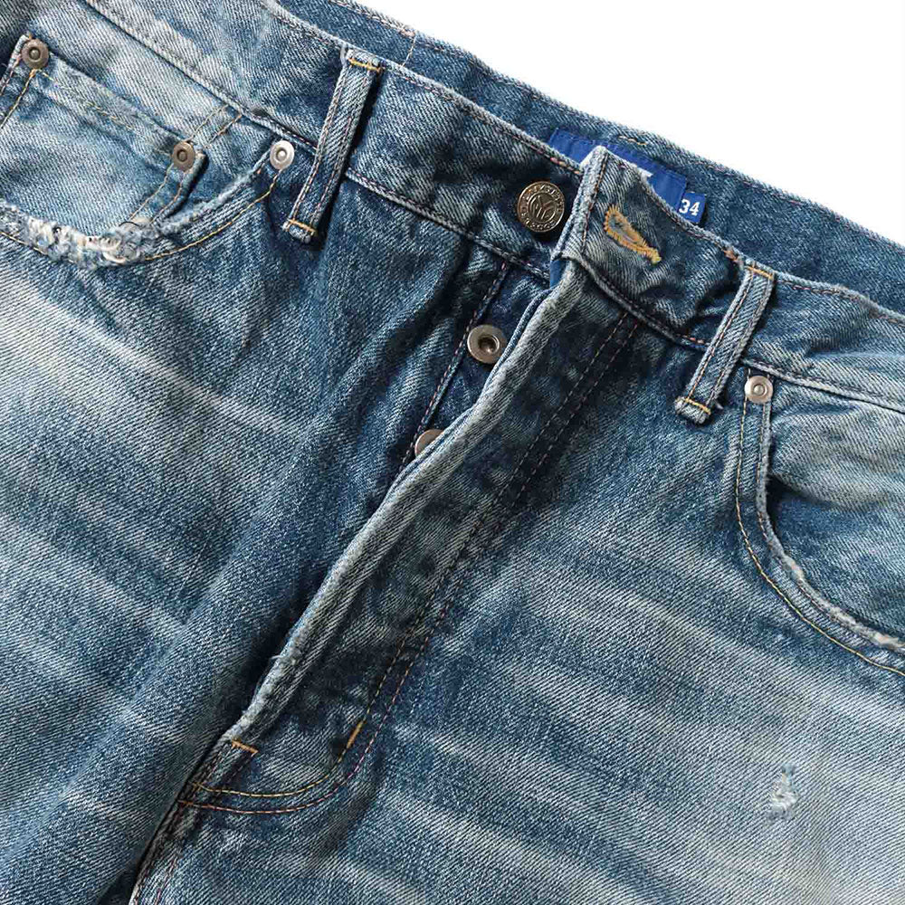 5 Pocket Selvage Washed Denim Pants Standard Fit デニム パンツ セルビッジ ダメージ ビンテージ ウォッシュ Blue ブルー by Lafayette ラファイエット