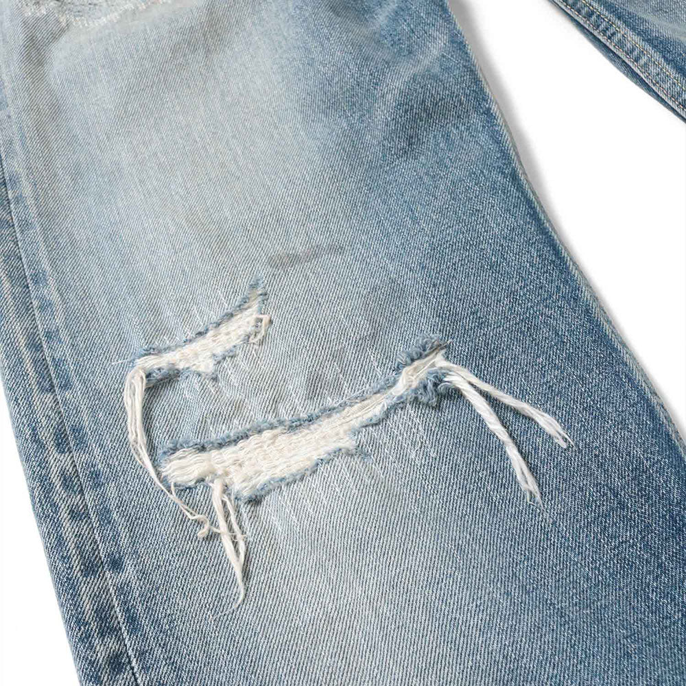 5 Pocket Selvage Washed Denim Pants Standard Fit デニム パンツ セルビッジ ダメージ ビンテージ ウォッシュ Blue ブルー by Lafayette ラファイエット