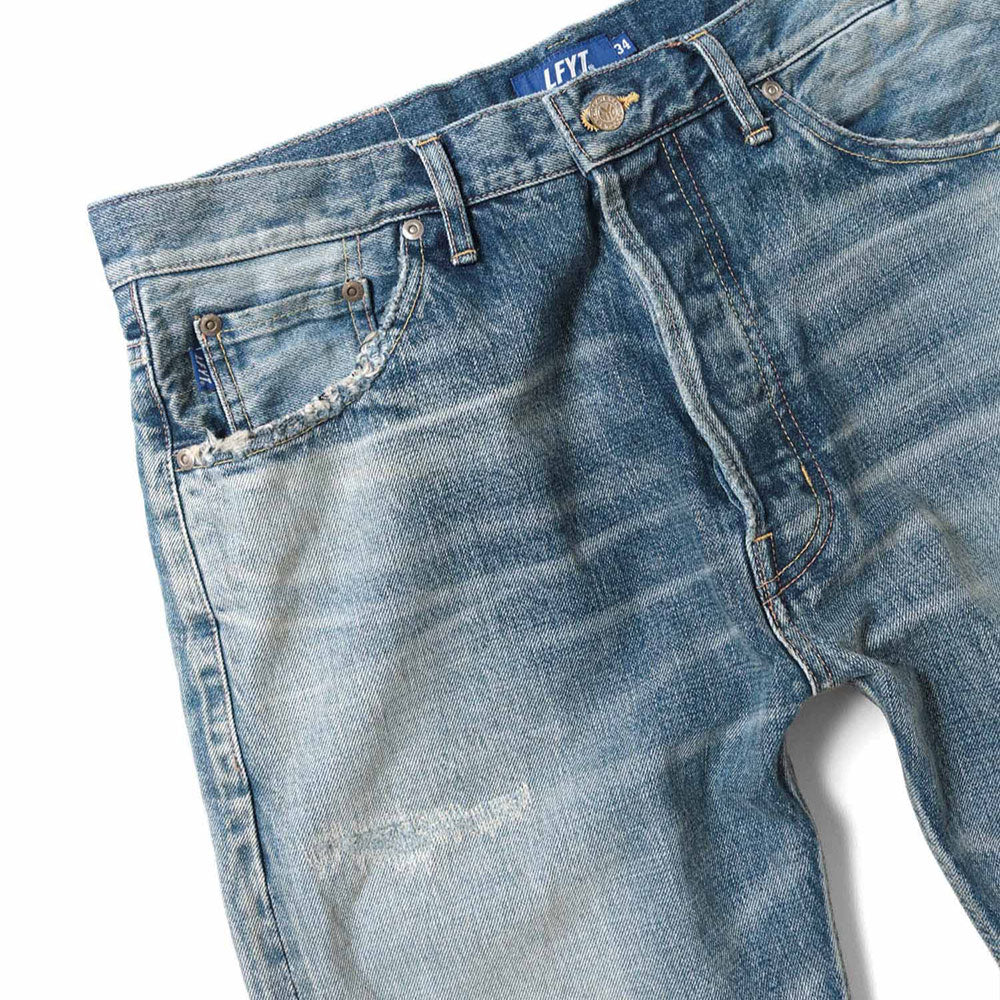 5 Pocket Selvage Washed Denim Pants Standard Fit デニム パンツ セルビッジ ダメージ ビンテージ ウォッシュ Blue ブルー by Lafayette ラファイエット