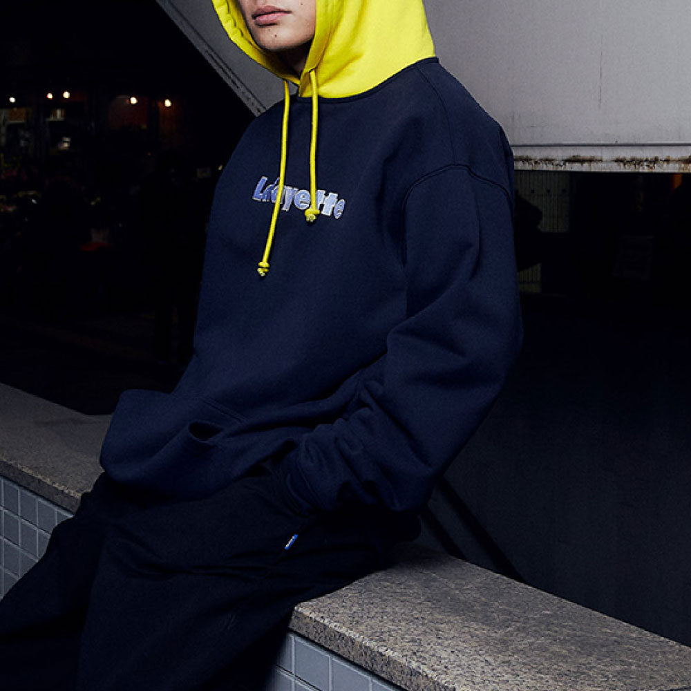 Lafayette Logo 2Tone Hoodie Navy プルオーバー パーカー