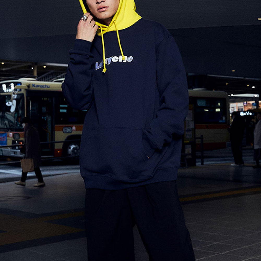 Lafayette Logo 2Tone Hoodie Navy プルオーバー パーカー