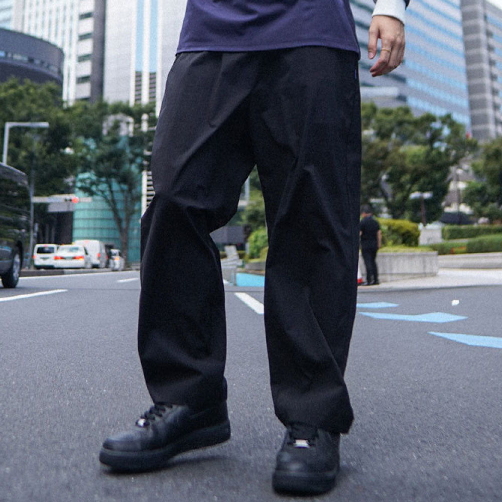 Active Easy Nylon Pants BLK コットン ナイロン 混紡 イージー パンツ