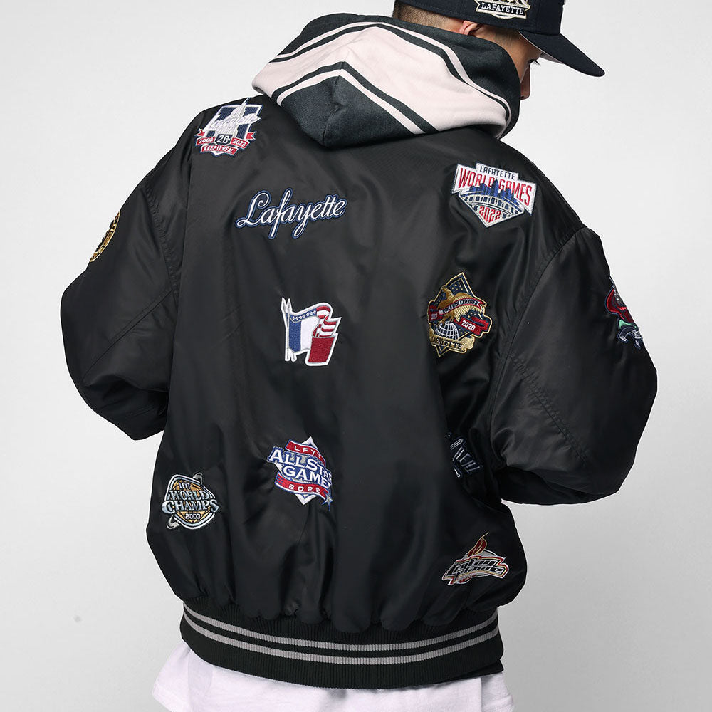 All Over Emblem Satin Varsity Jacket エンブレム サテン スタジャン スタジアム ジャケット