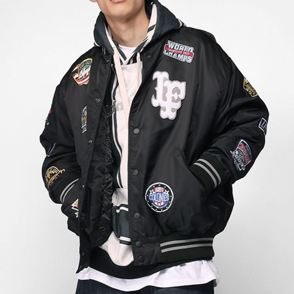 All Over Emblem Satin Varsity Jacket エンブレム サテン スタジャン スタジアム ジャケット