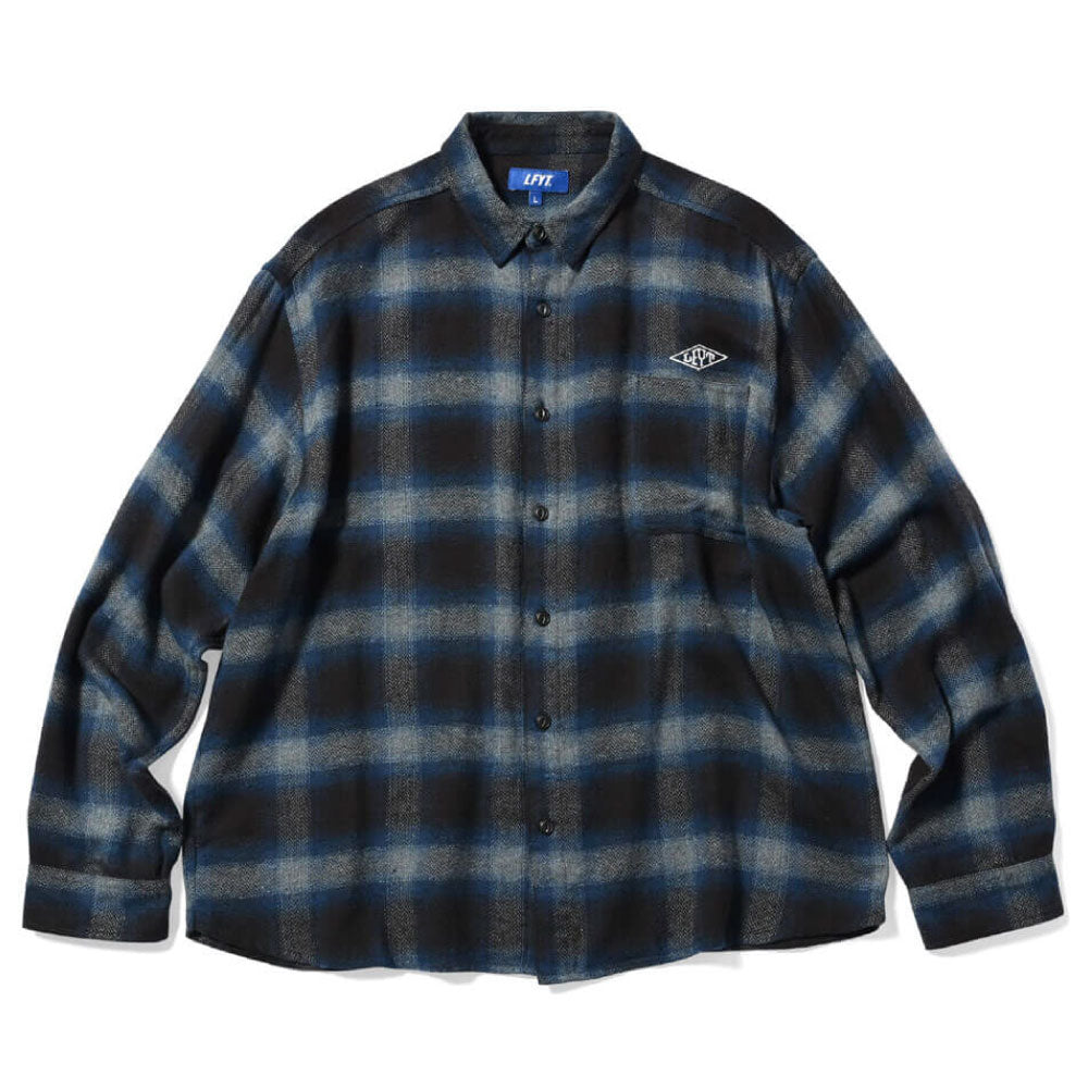 Classic Ombre Plaid L/S Shirts NVY クラシック オンブレ チェック 長袖 シャツ