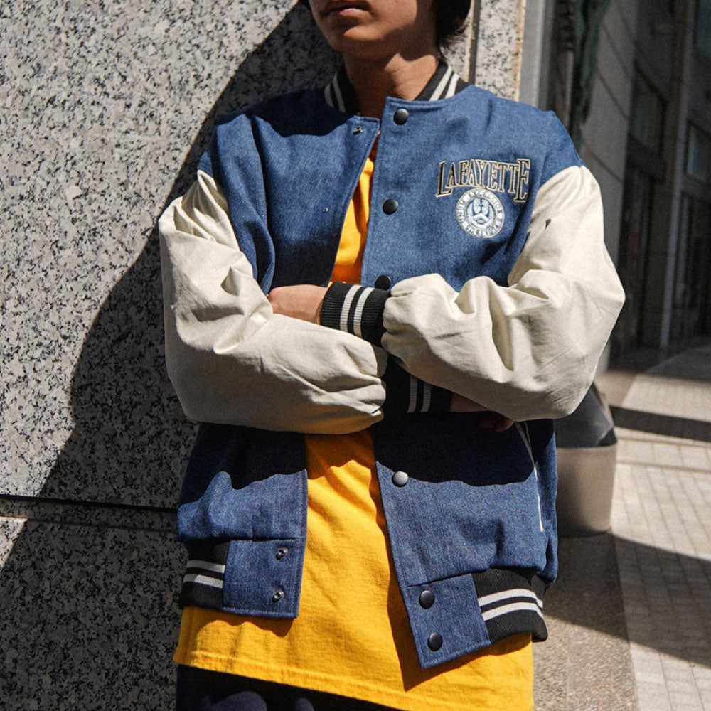 Coat Of Arms Varsity Jacket Wash Denim スタジアム ジャケット スタジャン