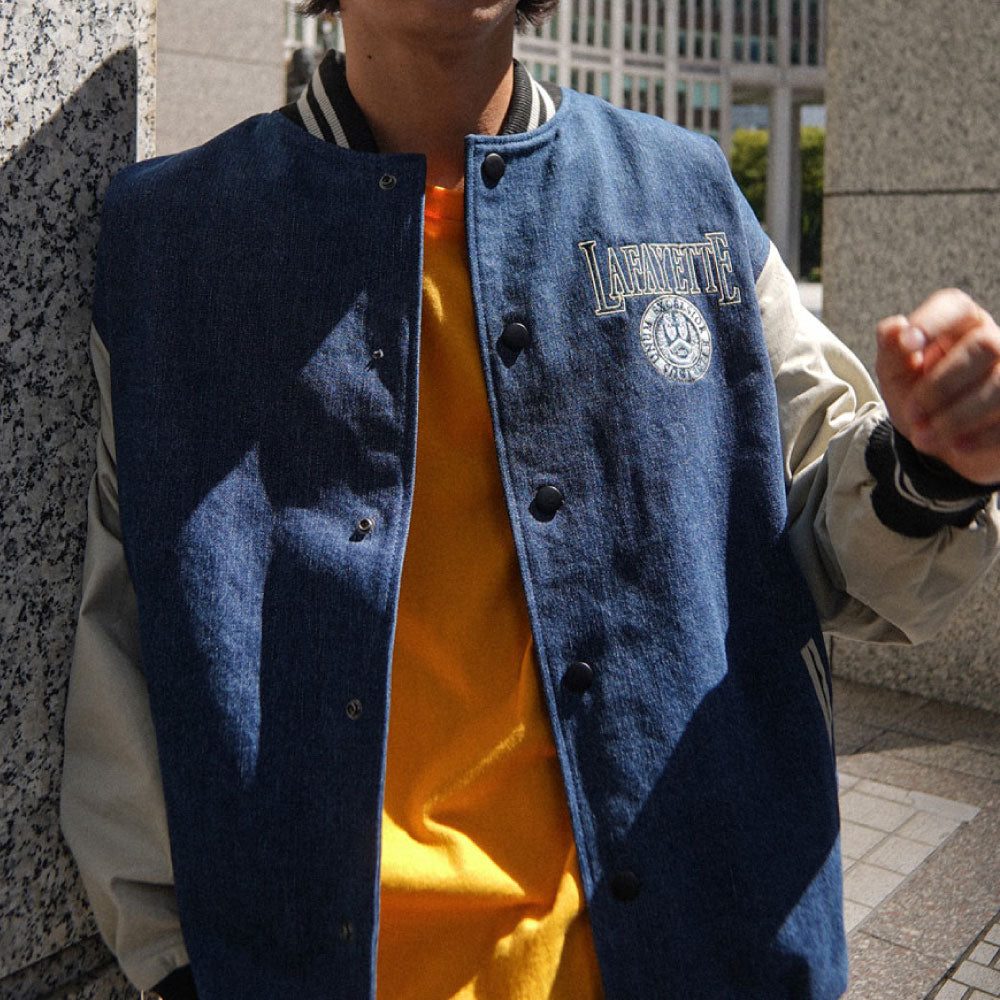 Coat Of Arms Varsity Jacket Wash Denim スタジアム ジャケット スタジャン