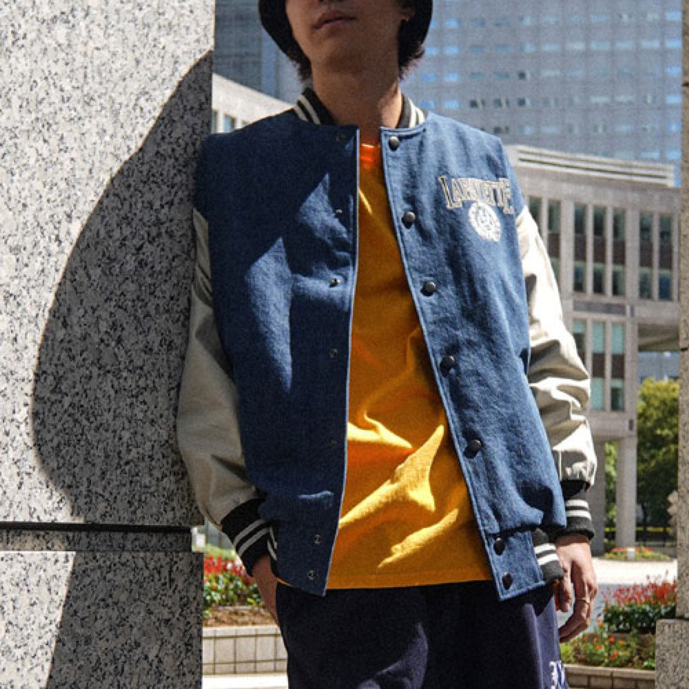 Coat Of Arms Varsity Jacket Wash Denim スタジアム ジャケット スタジャン