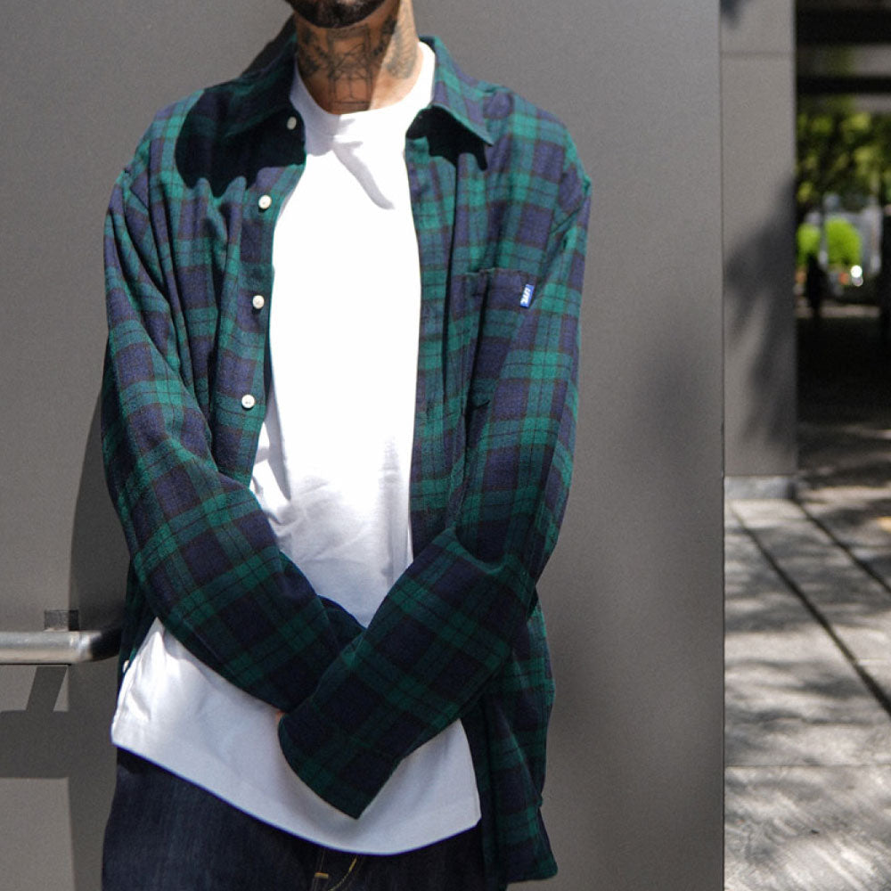 Cotton Check L/S Big Shirt Blackwatch チェック ブラックウォッチ 長袖 シャツ