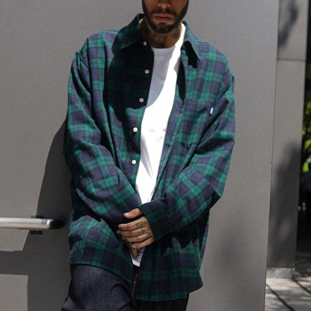 Cotton Check L/S Big Shirt Blackwatch チェック ブラックウォッチ 長袖 シャツ