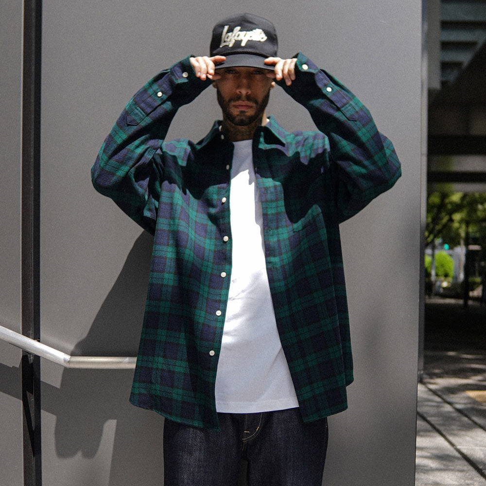 Cotton Check L/S Big Shirt Blackwatch チェック ブラックウォッチ 長袖 シャツ