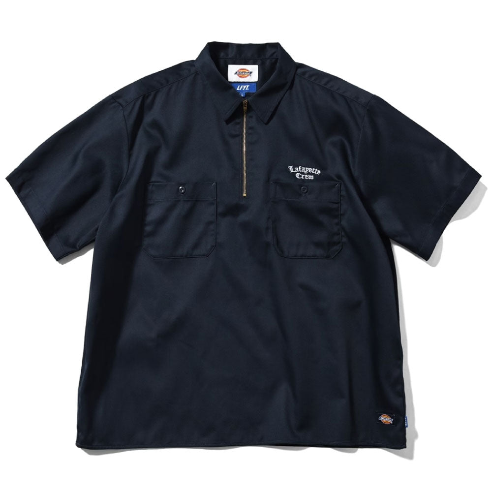 × Dickies S/S Half Zip Work Shirt BLK ディッキーズ ワーク シャツ