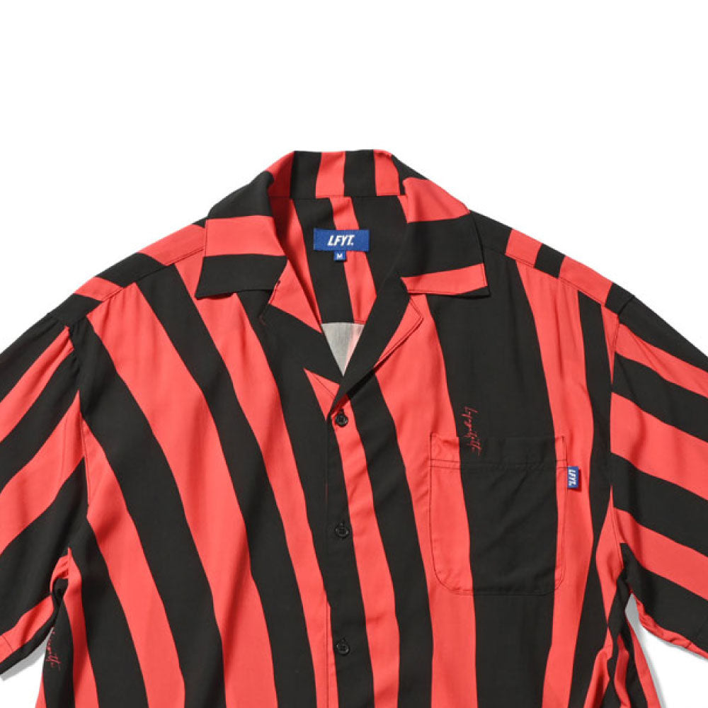 Distorted Stripe S/S Shirt Red 半袖 シャツ