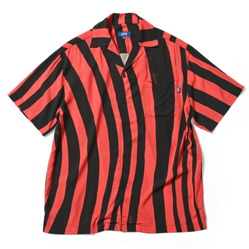 Distorted Stripe S/S Shirt Red 半袖 シャツ
