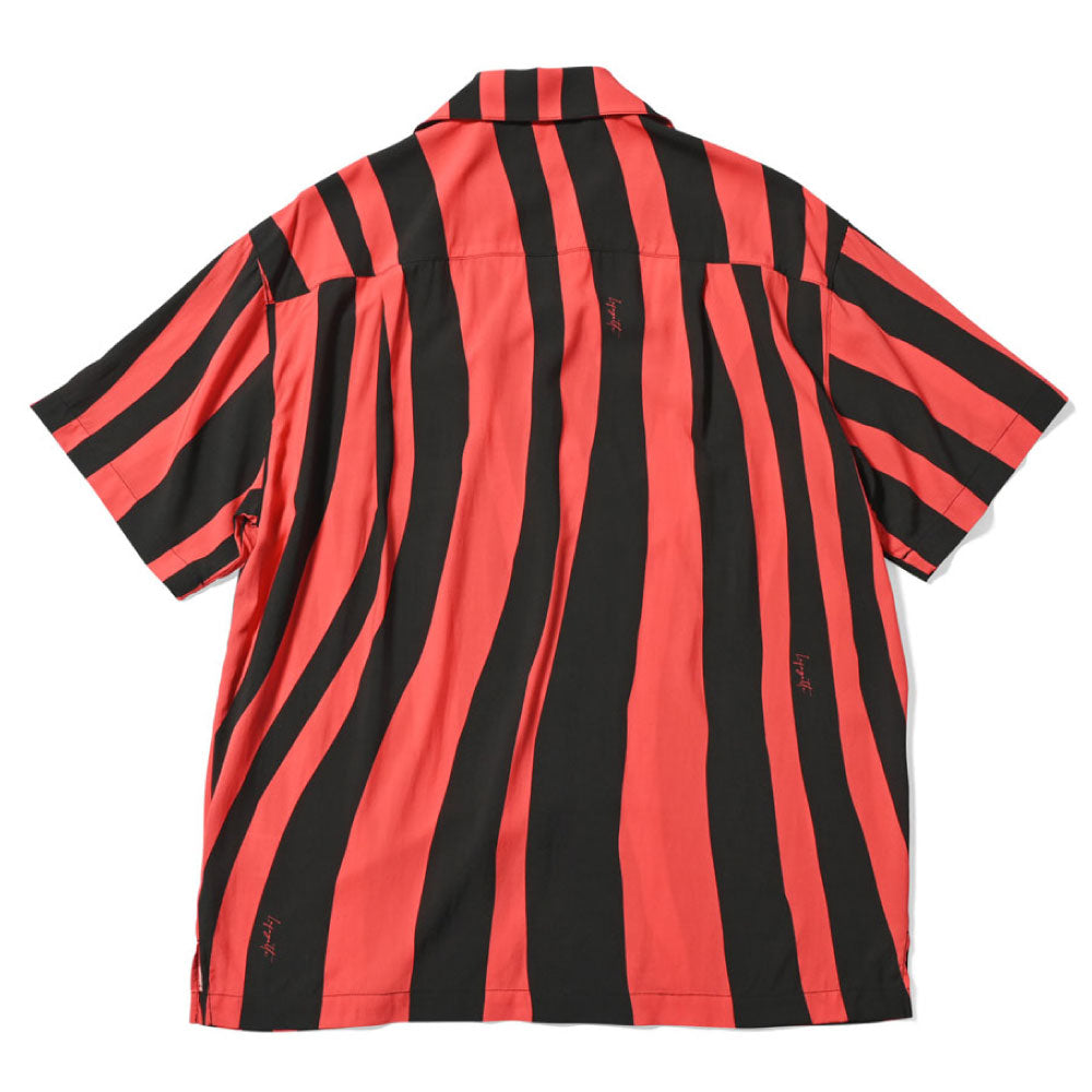 Distorted Stripe S/S Shirt Red 半袖 シャツ