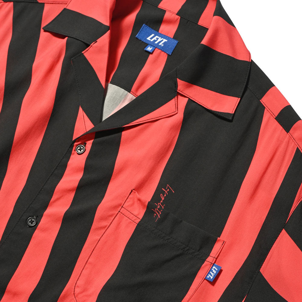 Distorted Stripe S/S Shirt Red 半袖 シャツ