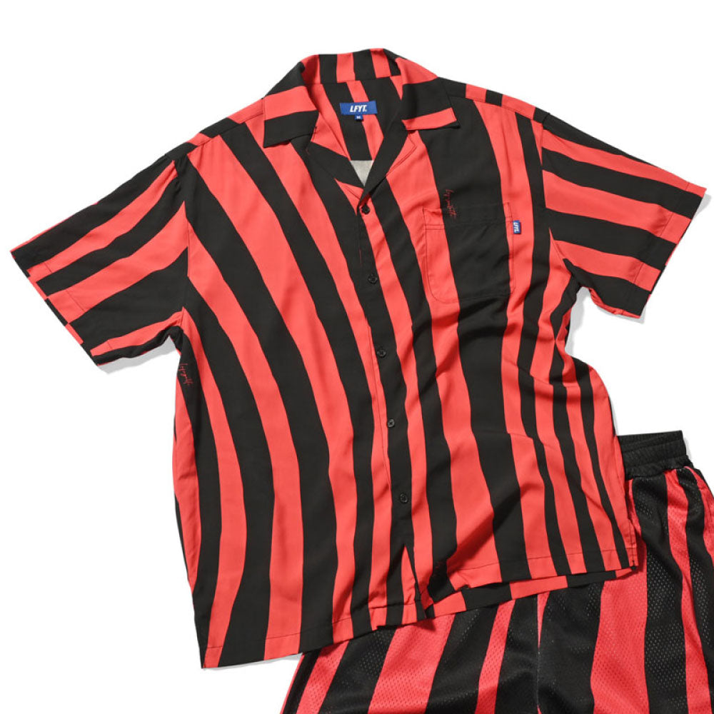 Distorted Stripe S/S Shirt Red 半袖 シャツ