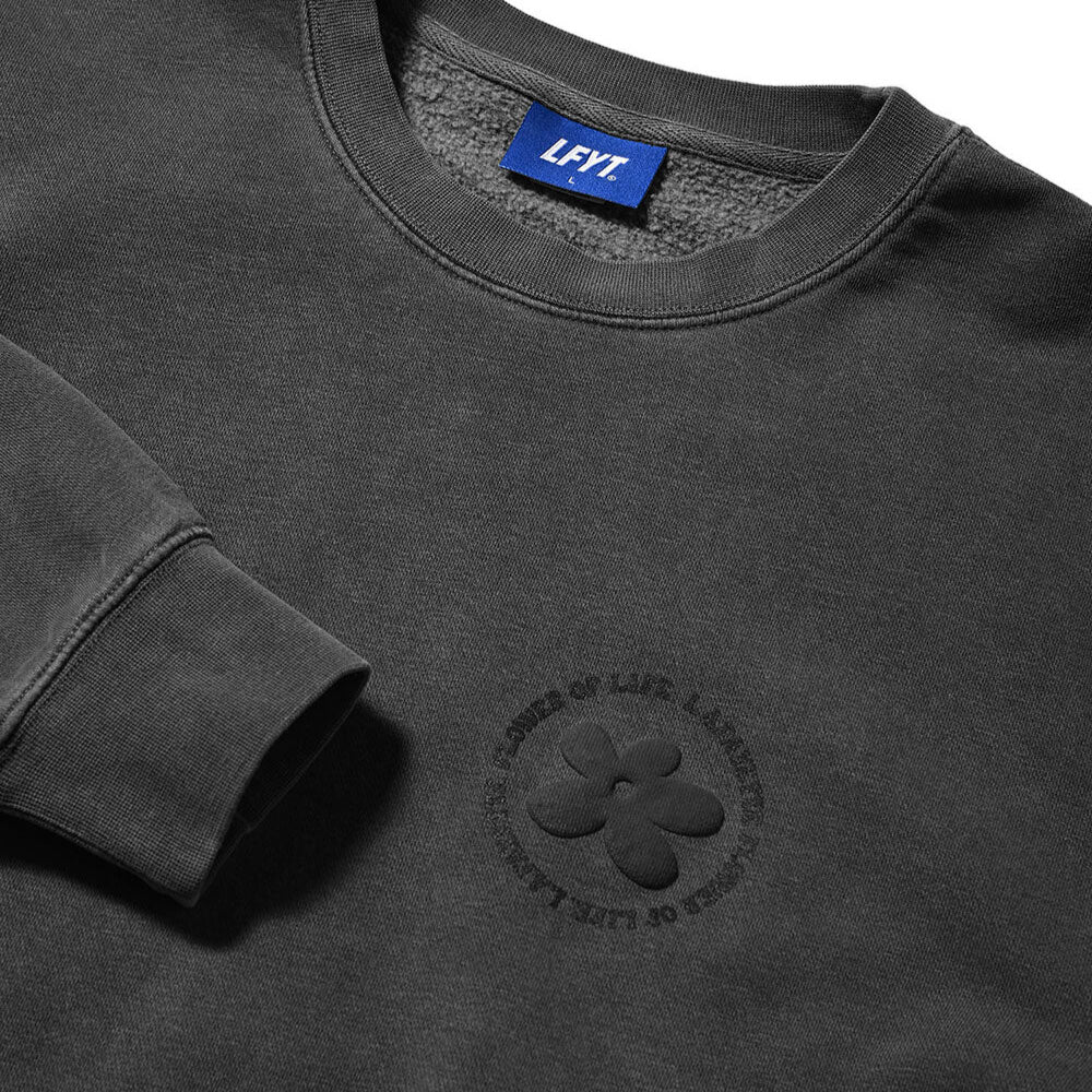 Pigment Dyed Flower Crewneck Sweat BLK フラワー クルーネック スウェット