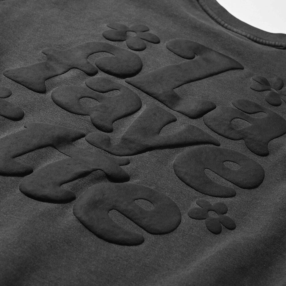 Pigment Dyed Flower Crewneck Sweat BLK フラワー クルーネック スウェット