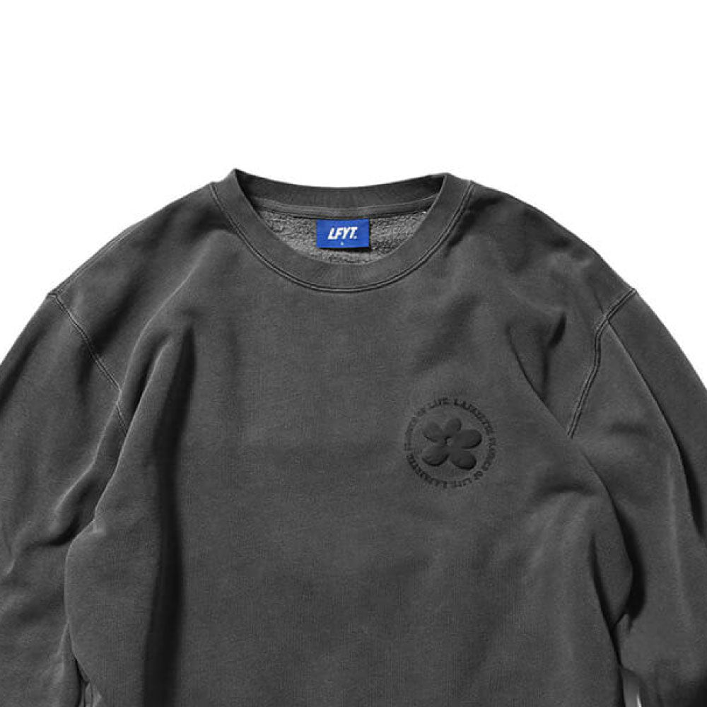 Pigment Dyed Flower Crewneck Sweat BLK フラワー クルーネック スウェット