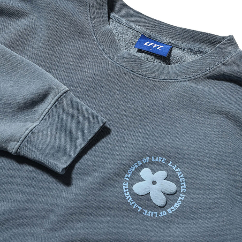 Pigment Dyed Flower Crewneck Sweat BLU フラワー クルーネック スウェット