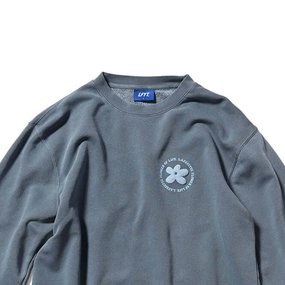 Pigment Dyed Flower Crewneck Sweat BLU フラワー クルーネック スウェット