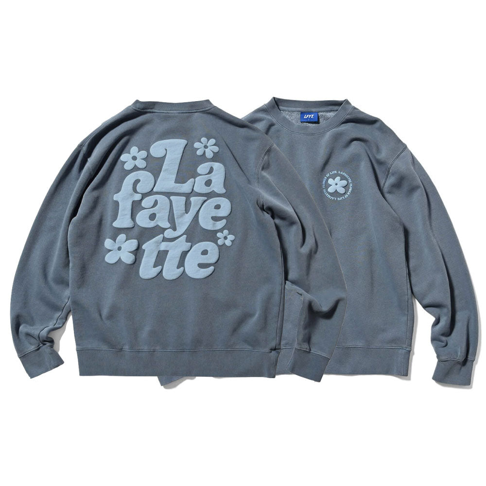 Pigment Dyed Flower Crewneck Sweat BLU フラワー クルーネック スウェット