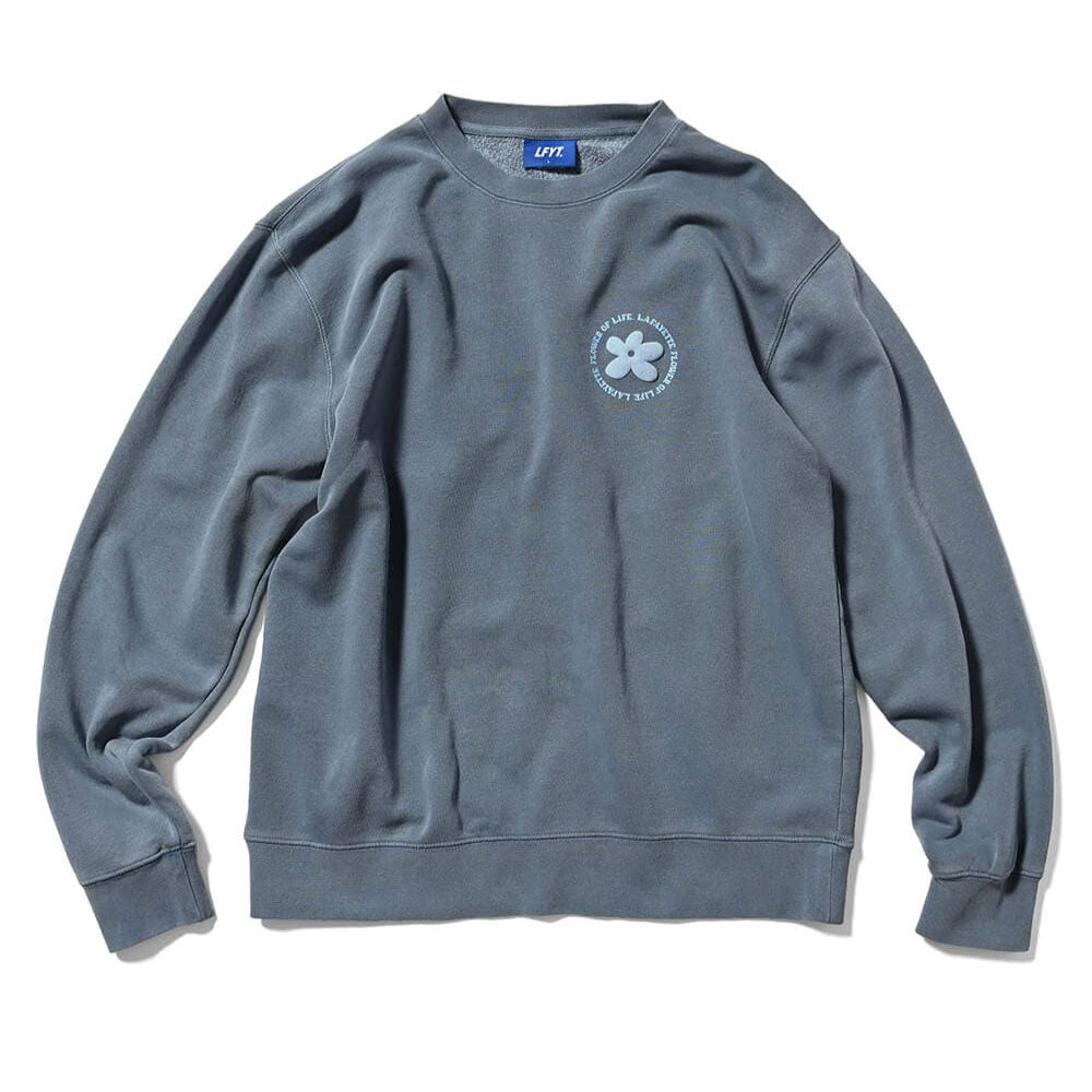 Pigment Dyed Flower Crewneck Sweat BLU フラワー クルーネック スウェット