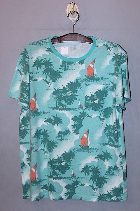 J.Crew(ジェイクルー) S/S Slim Washed Pocket Aloha T-Shirt Tee Teal Green