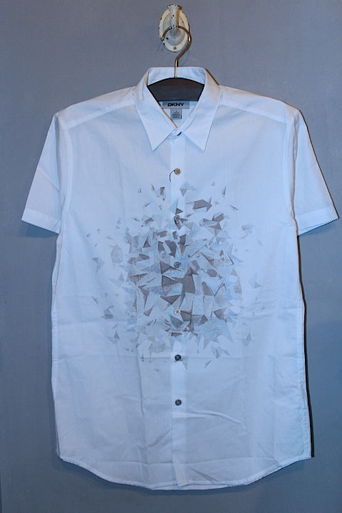 DKNY(ダナキャランニューヨーク) Chest Print S/S Shirts White Botton Down