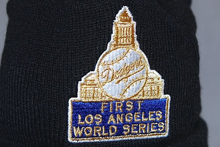 Basic Cuff Knit Cap Multi Logo Los Angeles Dodgers Black World Series