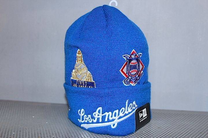 Basic Cuff Knit Cap Multi Logo Los Angeles Dodgers Blue Royal World Series