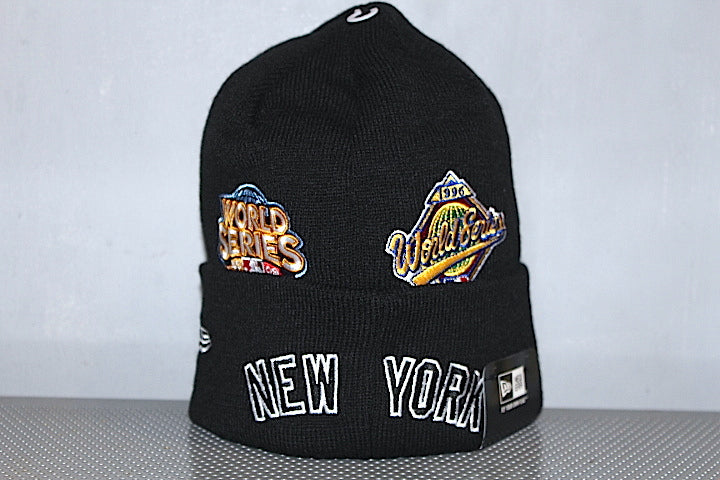 Basic Cuff Knit Cap Multi Logo NewYork Yankees Black World Series