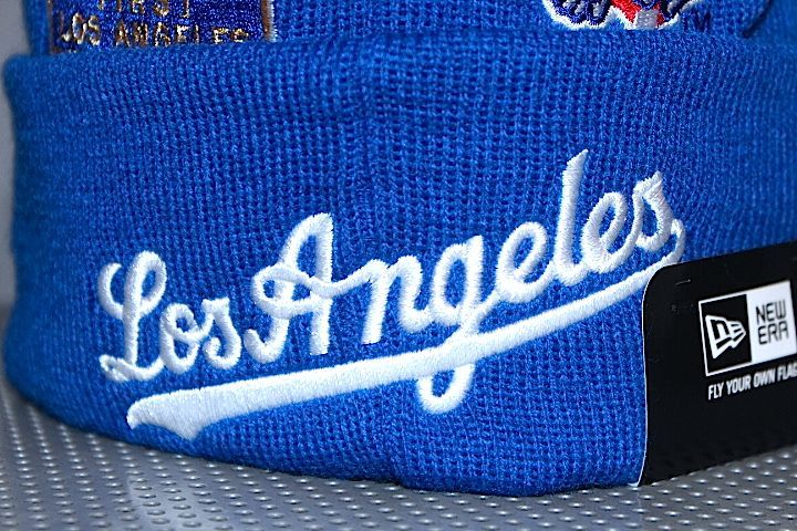 Basic Cuff Knit Cap Multi Logo Los Angeles Dodgers Blue Royal World Series