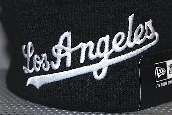 Basic Cuff Knit Cap Multi Logo Los Angeles Dodgers Black World Series