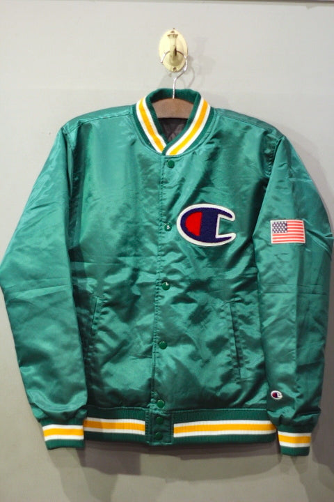 Champion(チャンピオン) Satin Baseball Jacket Green ベースボール ジャケット