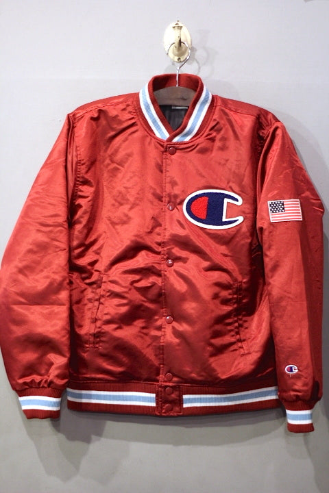 Champion(チャンピオン) Satin Baseball Jacket Maroon ベースボール ジャケット