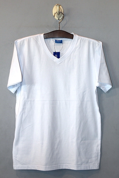 V-Neck S/S Tee Fitted Basic White 無地 Tシャツ