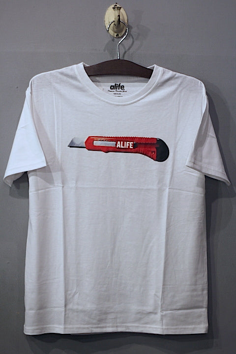 Alife(エーライフ) S/S Box Cutter Tee ボックス カッター Tシャツ White ホワイト Logo