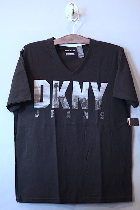 DKNY(ダナキャラン ニューヨーク) JEANS Logo S/S V-Neck Tee Black